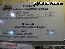 [P09] Acestea sunt preturile la clubul Aventura, traseele fiind de grade diferite de dificultate, instruirea si asistenta specializata fiind asigurate.  » foto by PPP974273
 - 
<span class="allrVoted glyphicon glyphicon-heart hidden" id="av448276"></span>
<a class="m-l-10 hidden" id="sv448276" onclick="voting_Foto_DelVot(,448276,3441)" role="button">șterge vot <span class="glyphicon glyphicon-remove"></span></a>
<a id="v9448276" class=" c-red"  onclick="voting_Foto_SetVot(448276)" role="button"><span class="glyphicon glyphicon-heart-empty"></span> <b>LIKE</b> = Votează poza</a> <img class="hidden"  id="f448276W9" src="/imagini/loader.gif" border="0" /><span class="AjErrMes hidden" id="e448276ErM"></span>