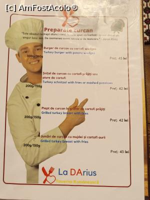 [P18] Pitești, Restaurantul La Darius, Meniul, Preparate din Curcan » foto by mprofeanu
 - 
<span class="allrVoted glyphicon glyphicon-heart hidden" id="av1451000"></span>
<a class="m-l-10 hidden" id="sv1451000" onclick="voting_Foto_DelVot(,1451000,8103)" role="button">șterge vot <span class="glyphicon glyphicon-remove"></span></a>
<a id="v91451000" class=" c-red"  onclick="voting_Foto_SetVot(1451000)" role="button"><span class="glyphicon glyphicon-heart-empty"></span> <b>LIKE</b> = Votează poza</a> <img class="hidden"  id="f1451000W9" src="/imagini/loader.gif" border="0" /><span class="AjErrMes hidden" id="e1451000ErM"></span>