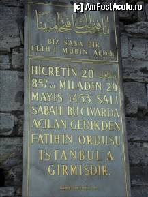 [P28] Pe o placa de langa Poarta Charisius scrie ca pe 29 Mai 1453, intr-o Marti dimineata, armata Cuceritorului a patruns in oras. » foto by TraianS
 - 
<span class="allrVoted glyphicon glyphicon-heart hidden" id="av329133"></span>
<a class="m-l-10 hidden" id="sv329133" onclick="voting_Foto_DelVot(,329133,24606)" role="button">șterge vot <span class="glyphicon glyphicon-remove"></span></a>
<a id="v9329133" class=" c-red"  onclick="voting_Foto_SetVot(329133)" role="button"><span class="glyphicon glyphicon-heart-empty"></span> <b>LIKE</b> = Votează poza</a> <img class="hidden"  id="f329133W9" src="/imagini/loader.gif" border="0" /><span class="AjErrMes hidden" id="e329133ErM"></span>